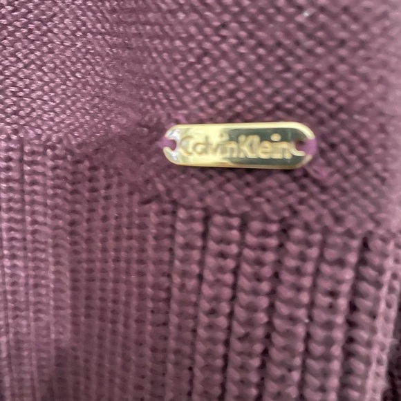Calvin Klein women’s Knitted crew neck pullover sweater color Plum/ Aubergine L - Picture 3 of 6